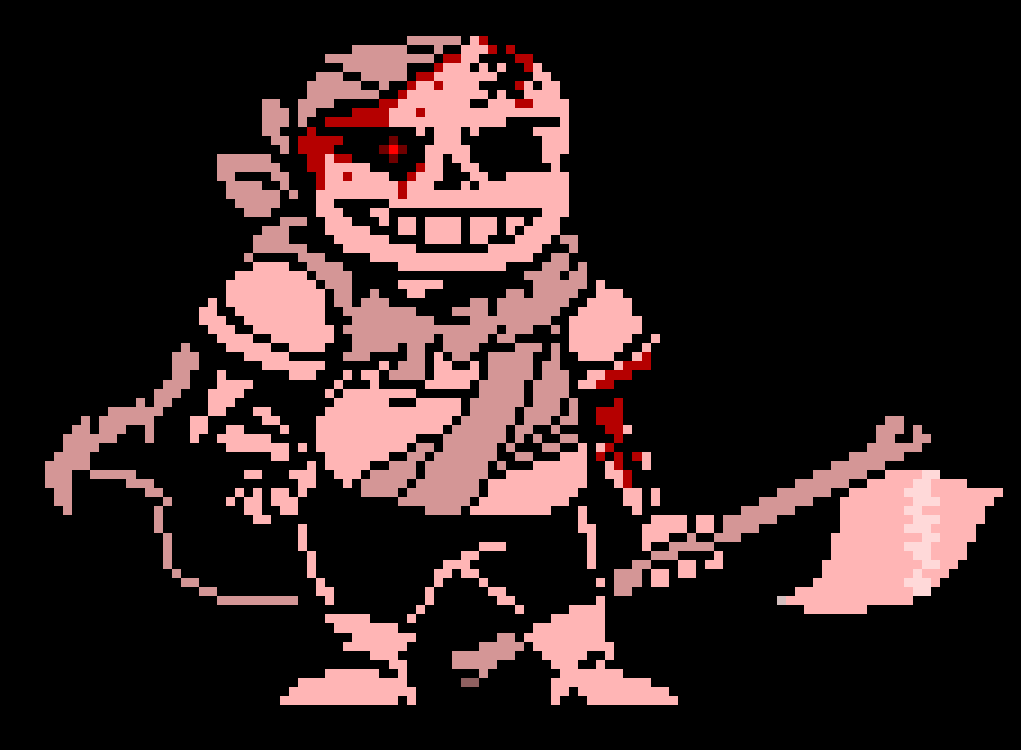 [842b2e] *In a forest, hacking away at a tree*