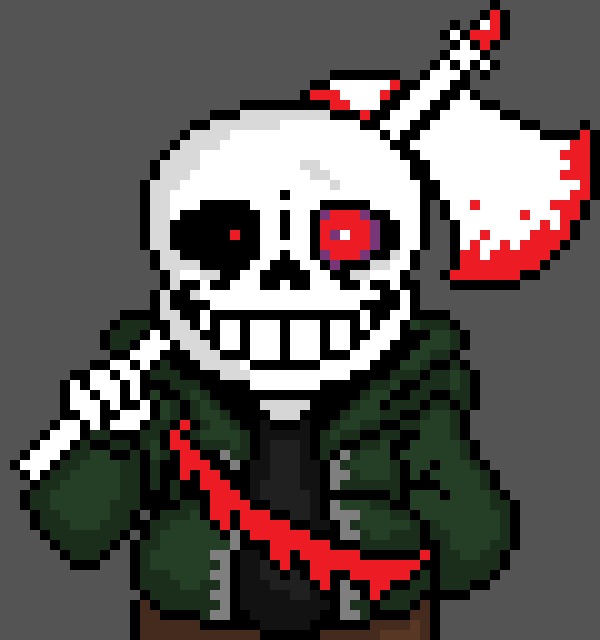 [11a9d7] -sees a monster running for safety- MORE FOR ME! =) -dashes towards them and slashes them with his axe, killing them instantly- -Insanity!Tale Sans (Deteriorate)