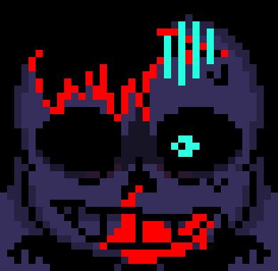 [7ce906] *(Something heavy falls off a tree like a branch, and Demented wakes up startled, because of that he'd summon several blasters 'n bones.) ...oh. -Demented