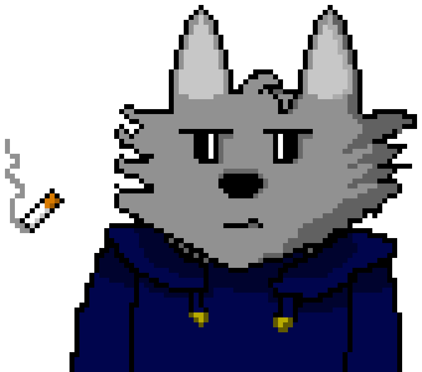 [14e8ec] "Huh?" -He'd turn to see the wolf-[Kemuri]