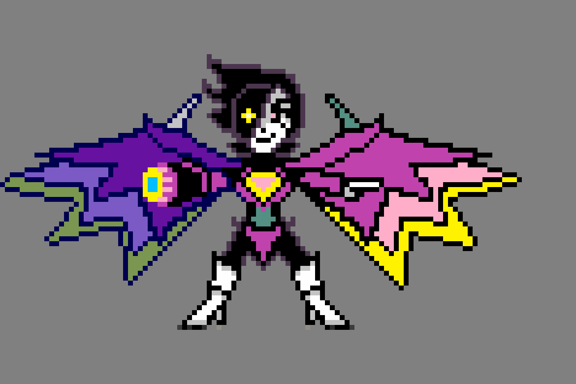 [970cdd] Mettaton EX-1:Ez youre pretty cool   2:It looks scary as frick   3:Hows Mettaton NEO but with Spamton NEO's colors?