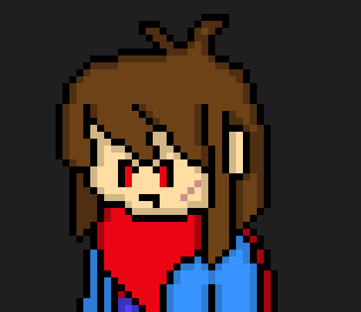 [b63bdb] *pushes FU out of the way and slashes at their Sans, but he dodges and fires blasters at Frisk*