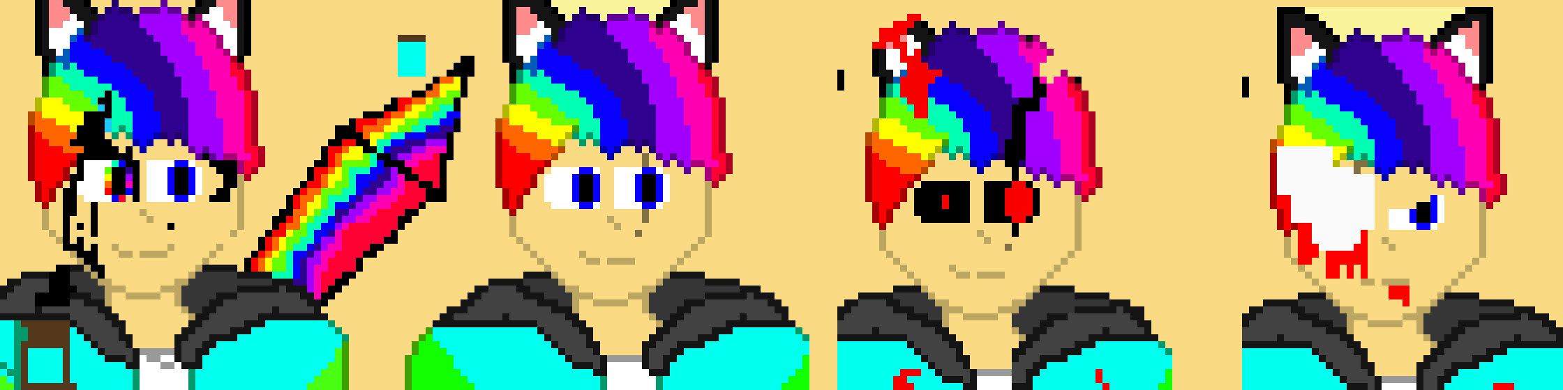 [401102] *they all apear at the battle area*well squad i heard i battle will be happening lets get ready! and keep your eyes peeled!-the rainbow squad
