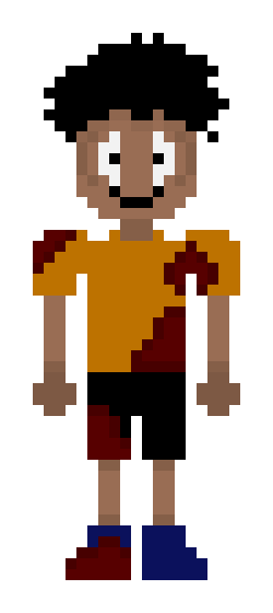 [25d002] *He slowly gets up, looking at his bloodied shirt*