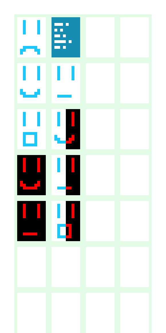 [d4d028] could y'all give me ideas on what faces i should put in these empty squares -BK