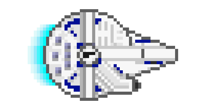 [45d928] -The Falcons engines ignite with a bright blue glow...the sound of the engine erupts through pam-