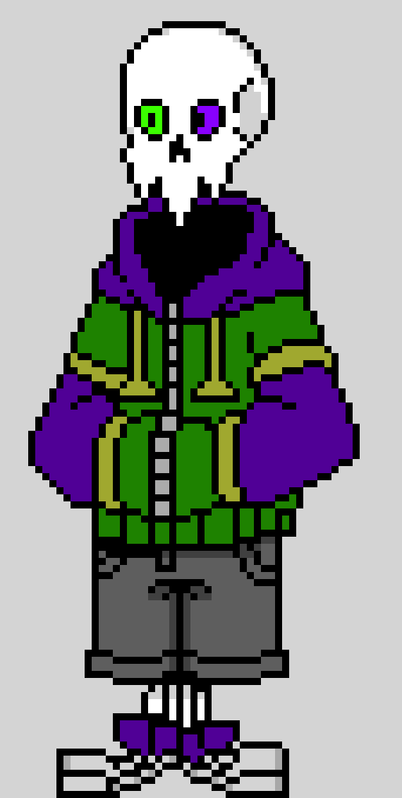 [7b7bce] ill be apart of your AU! and ill be purple and green...duh...and what do you mean design?