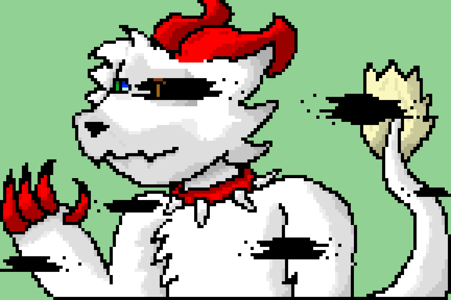 [95be89] -He doesn`t respond... And he still looks highly glitched... The you soon notice his puppets, are also effected, by it, and some are actually melting because of it-