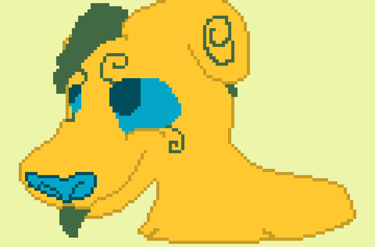 [9664c4] Yellow,Blue,Green Furry Dog