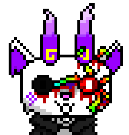 [5b2f3e] -He clenches Raspberry, holding him up above some spikes of colorfected material-  