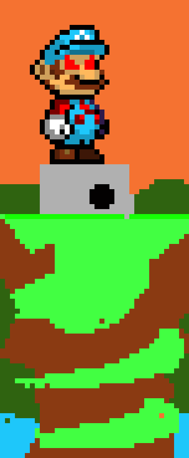 [fc6325] smario summons a giant fire ball and it turns into a giant meteor and is teleported above the orb in the sky)