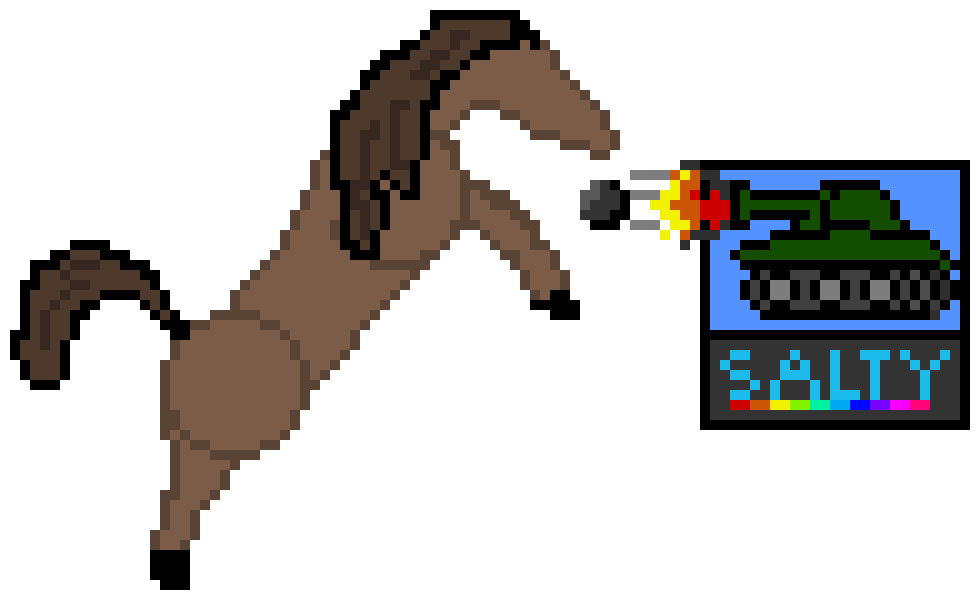 [954e1e] I feel like I'm a horse against a tank, so what do I do instead of homework? Make a crappy horse!  - Salty