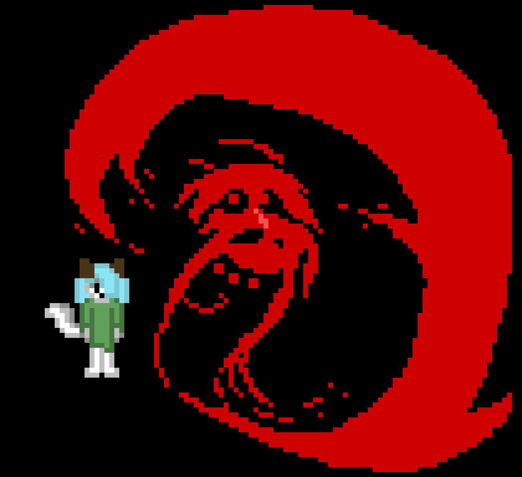 [6d74d1] Alright, but just in case... (A giant creepy face in a swirl appears right behind Foxlynn) I will have him help uhh... "Take care" of this person...