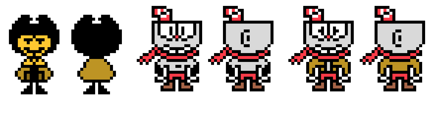 [9664c4] Indietale Bendy, Cuphead, and disbelief overworld sprites