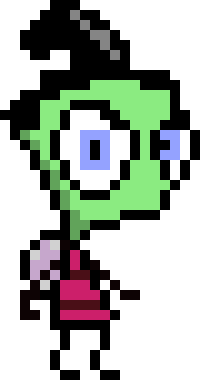 [90896a] *The metal legs emerge again... but he instead uses them to run the opposite direction. With the height boost, Zim can now take longer strides, making him faster than he would be on his own two little legs.*