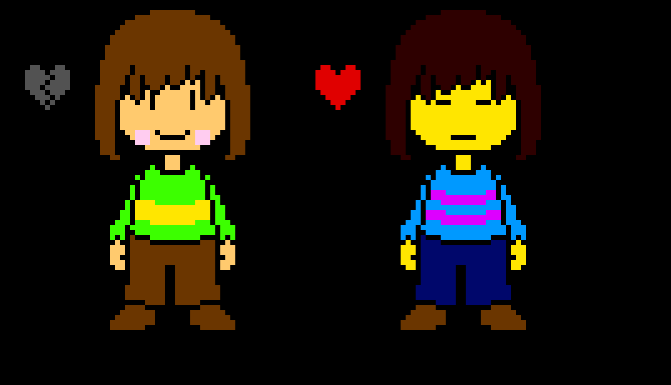 [b7731b] Undertale Chara and Frisk battle sprite