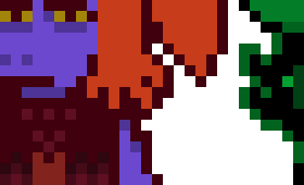 [6c26bc] Deltarune: Vengeance - The New Opposing Trio for the Darkness Route (Overworld Sprites) (Darkworld Ver.) (Flinchy Krimsonn, unfortunately, got frozen by Ruby, then got blasted by Ruby's and Fenryr's magic)