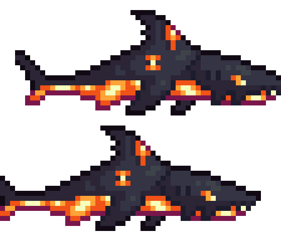 [7456f1] *two lava sharks appear* they can breath air too!