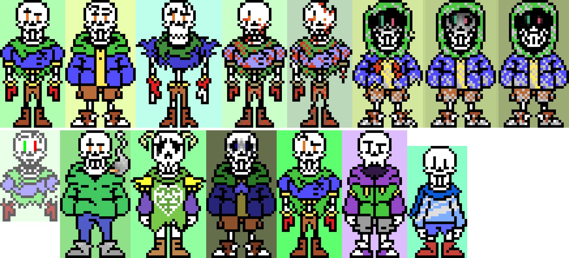 [63ceb7] "Warped!ArraTale Papyrus & AU`s [And Karma] - Overworld sprites