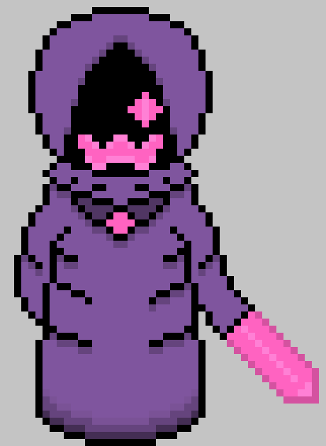 [990543] *The Robed person stabs Senpai with a pink spirit sword.*