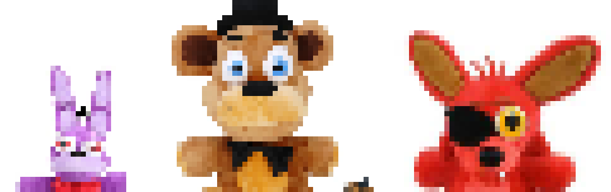 [ae7706]  . . . i tried doing the fnaf plush gang but i couldnt find a small chica and gf plush image and yes ik bonnie is the tallest fnaf1 character - landon