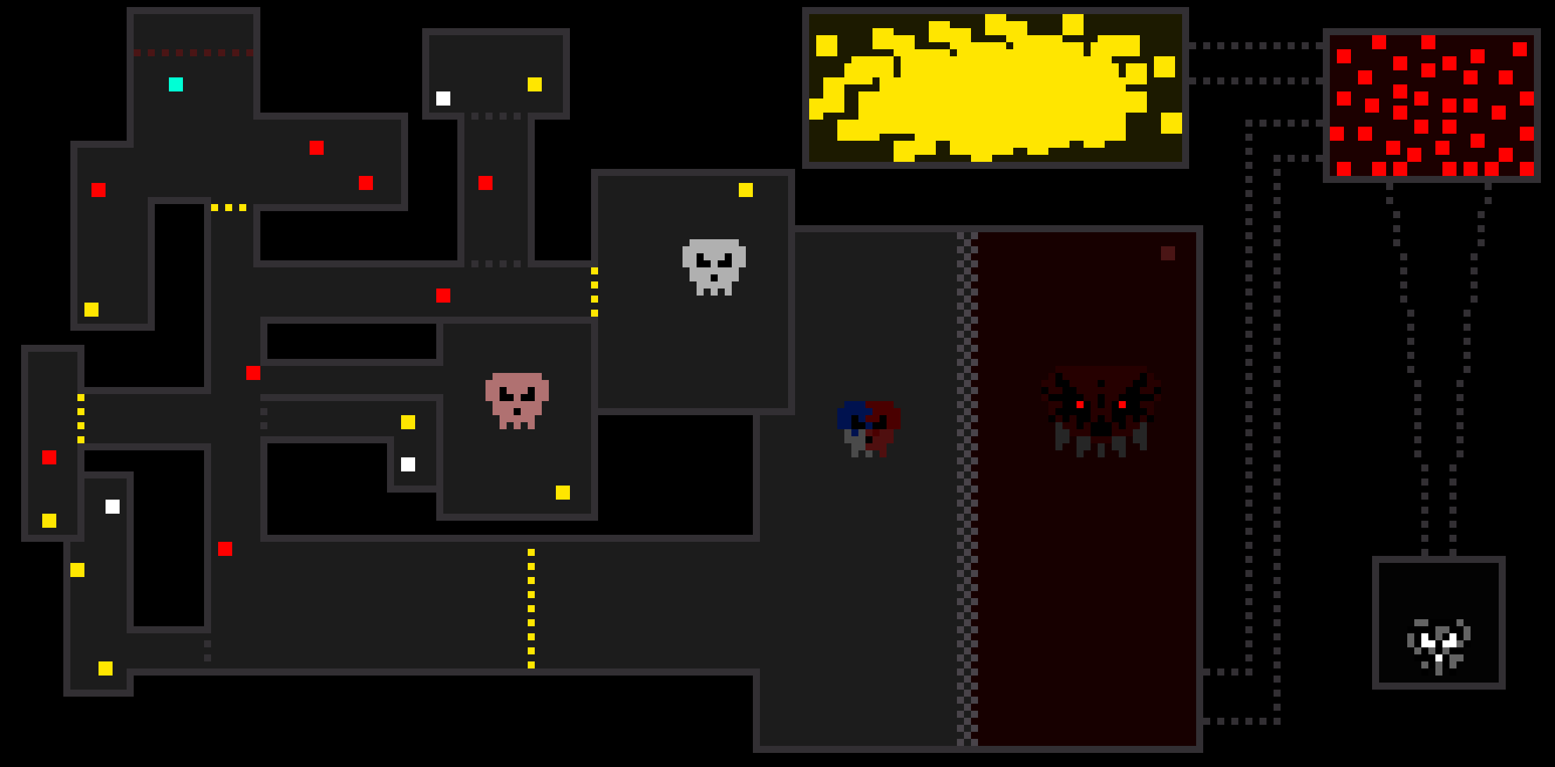 [965131] you guys are at the cyan square once you go through the door. you need a key (yellow square) to bypass the yellow dotted line. keys are used only one time.