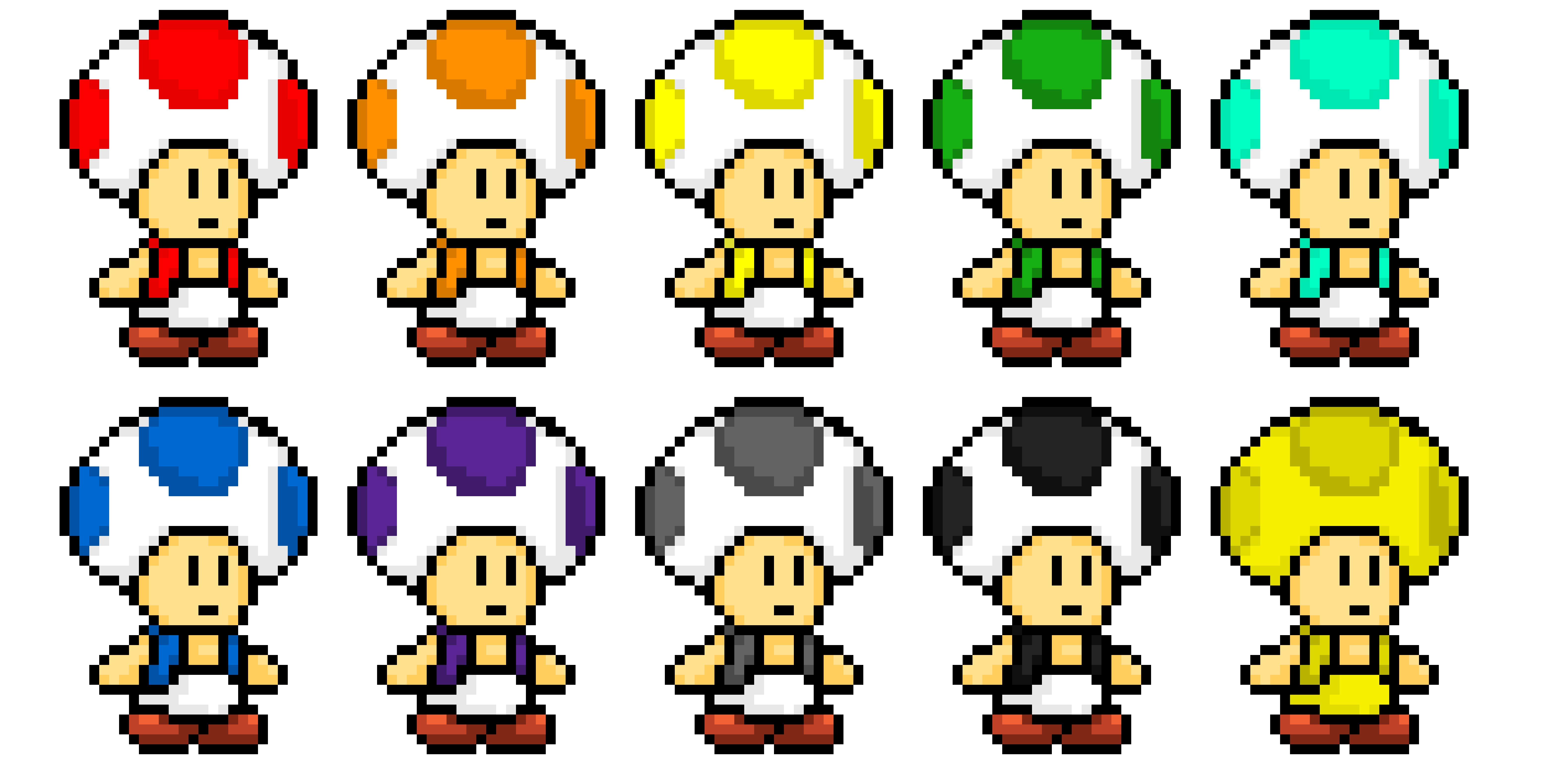 [faf804] Toad Colors + Classic Toad + Golden Toad