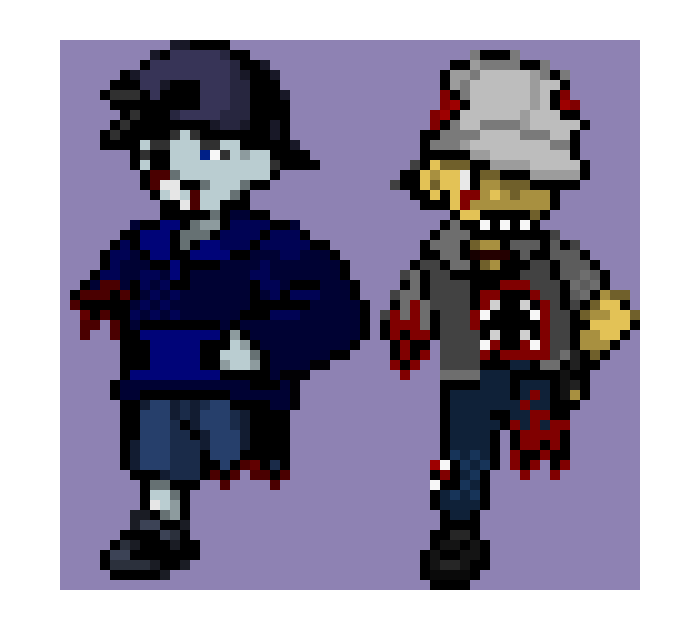 [cf952f] True Palettes for Creepypasta OCs - Mauled Gris (right) and Frostbite Azure (left)(ft. Red and Gold (Snow on Mt Silver ver.) (Karimousseart Style)