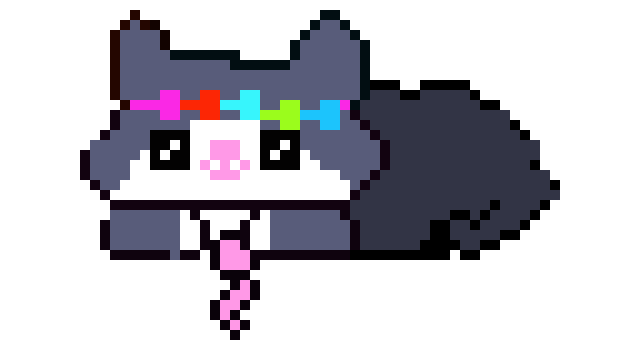 [3d4643] cute pixel cat wolfie woop