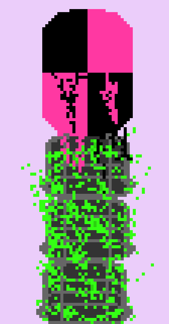 [05b0c1] *Theme plays* *Green coding swarms it's body. It glitches a bit every few minutes.*