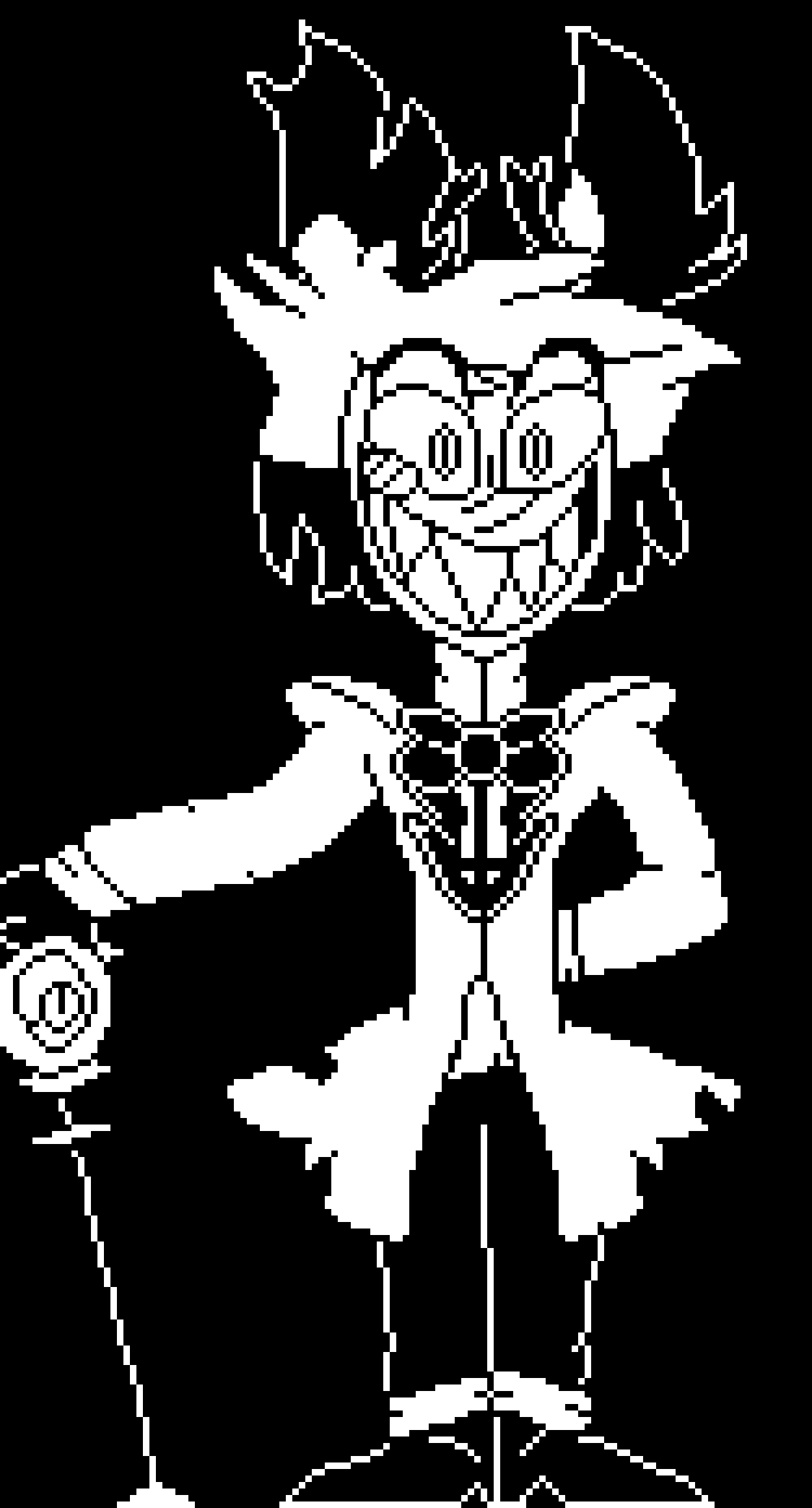 [7b7bce] -body goes back to normal- much better! -puts hand out to snow- im alastor! the greatest radio demon of all time!