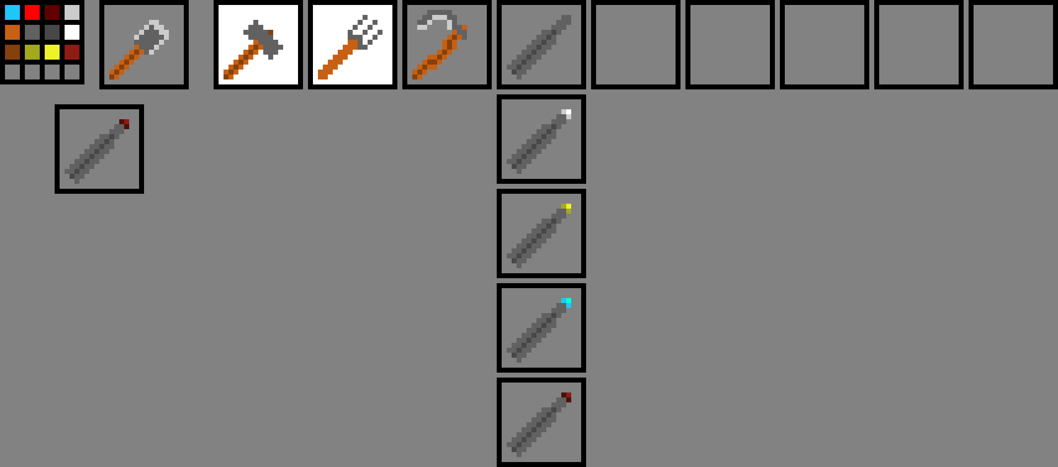 [703b98] hammer, chisel, and pitchfork