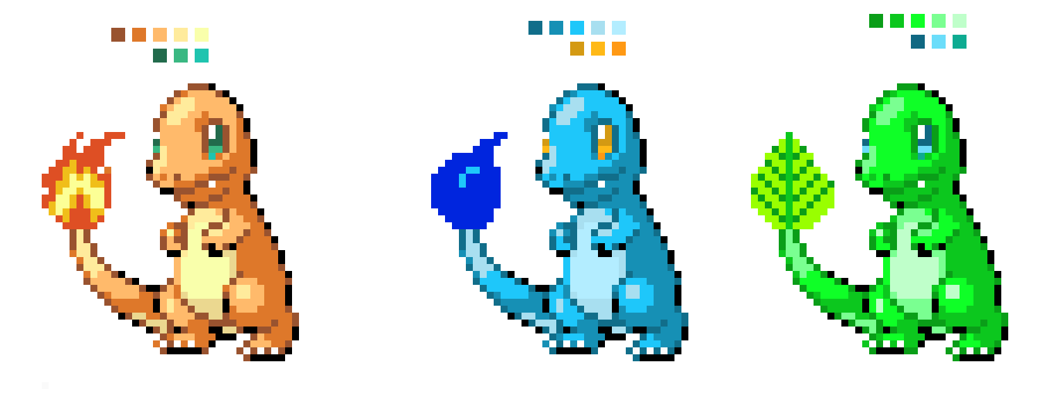 [9664c4] Charmander (fire,water, grass)