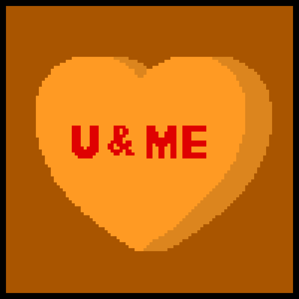 [6200ba] Orange "U & Me" Candy Heart (Boarder)