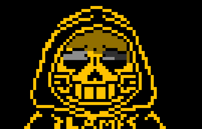 [af8e4b] * Let me show you my stats... -{{[[-~- Gold Sans - Weak, Depressed and an Easy Target. Atk 10 Def 0. ~-~]]}}-