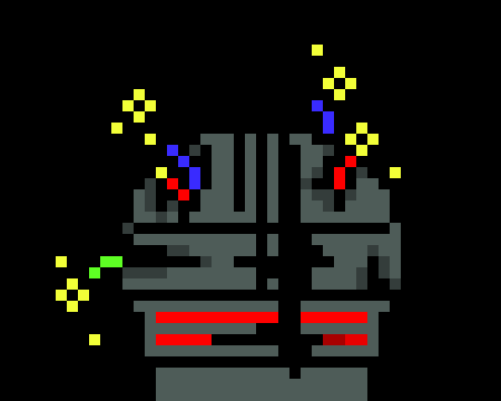 [7ce906] *(The robot placed the tape recorder on a counter, and went back outside, it suddenly appeared next to a bench, where everyone was at.) -Demented