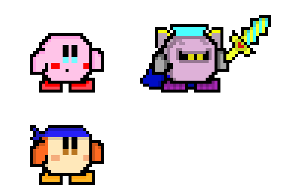 [9664c4] Pixel Kirby, Meta Knight, and Bandanna Dee