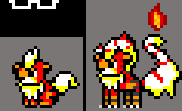 [ca4b28] "Growlithe-" (Ok well heart person.. Growlithe is their Tiny form, and Pryolithe is their Big form){desc}