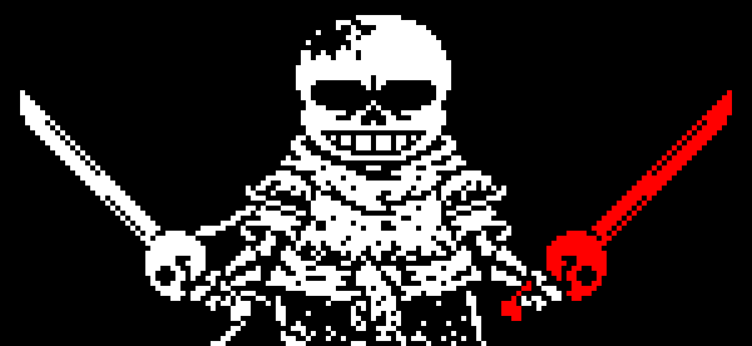 [1df244] *Sans' swords have somehow changed color.*