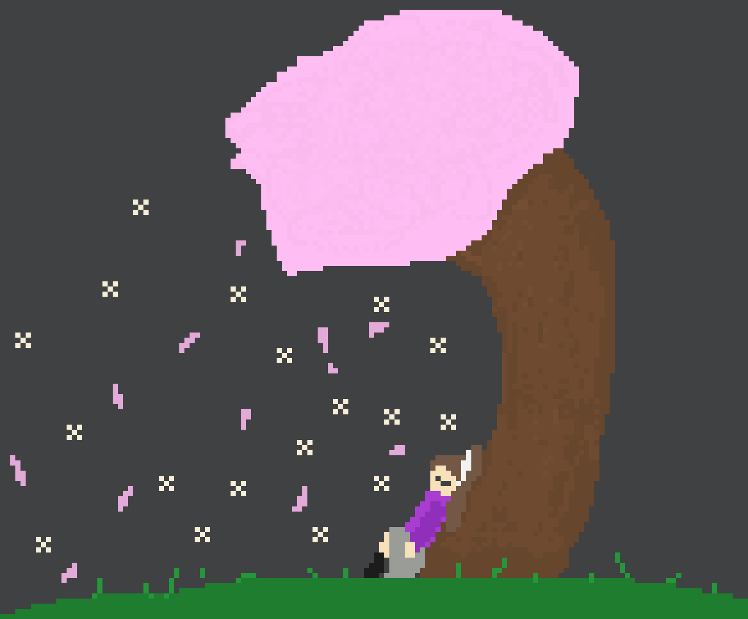 [6a7b6a] *Sits at the trunk of the sakura tree to clear her mind*   -Astral