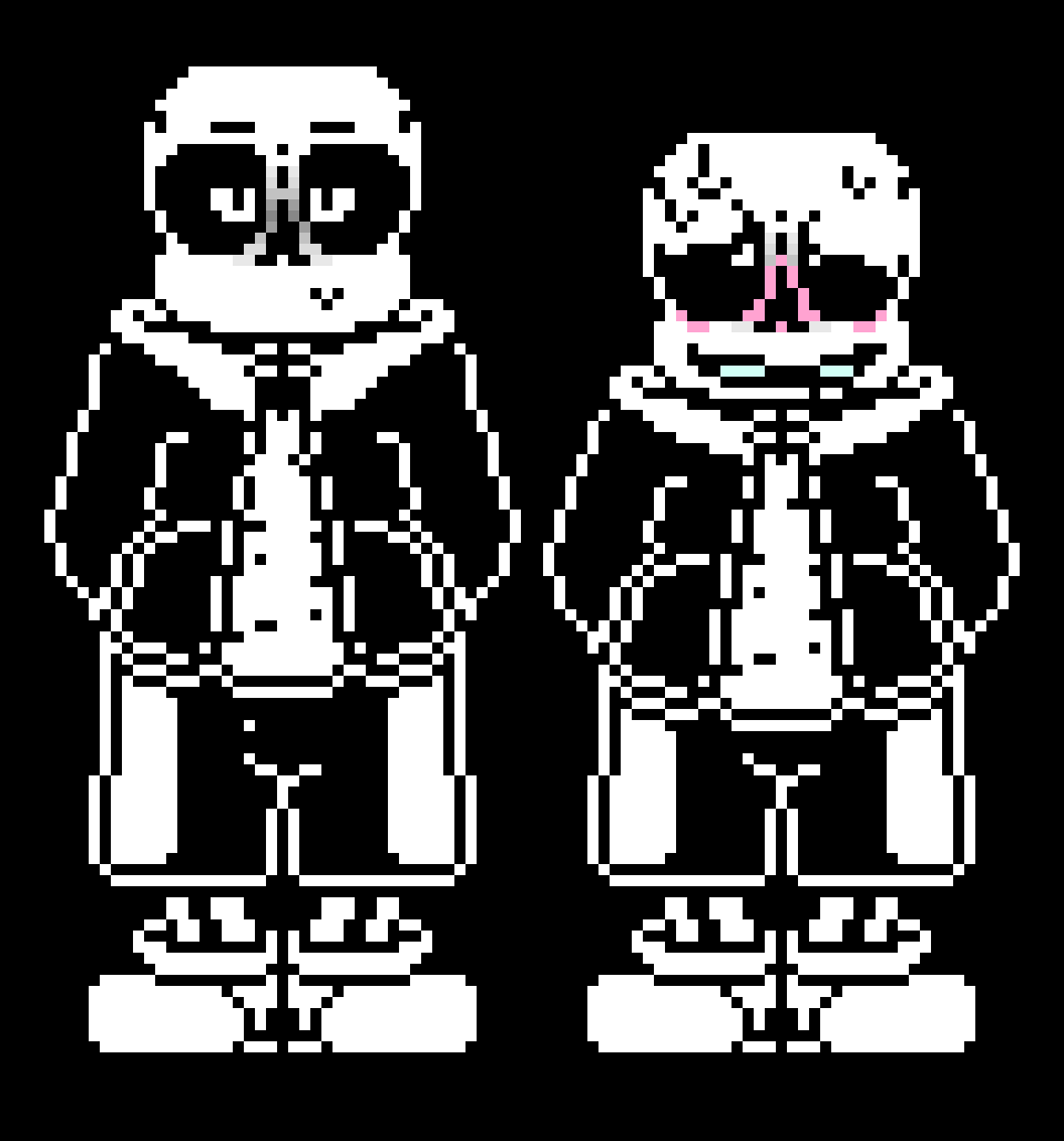 [2fbf6b] I made gay sans... sans.. but hes gay. Canon ( Left ) Fanon ( Right )