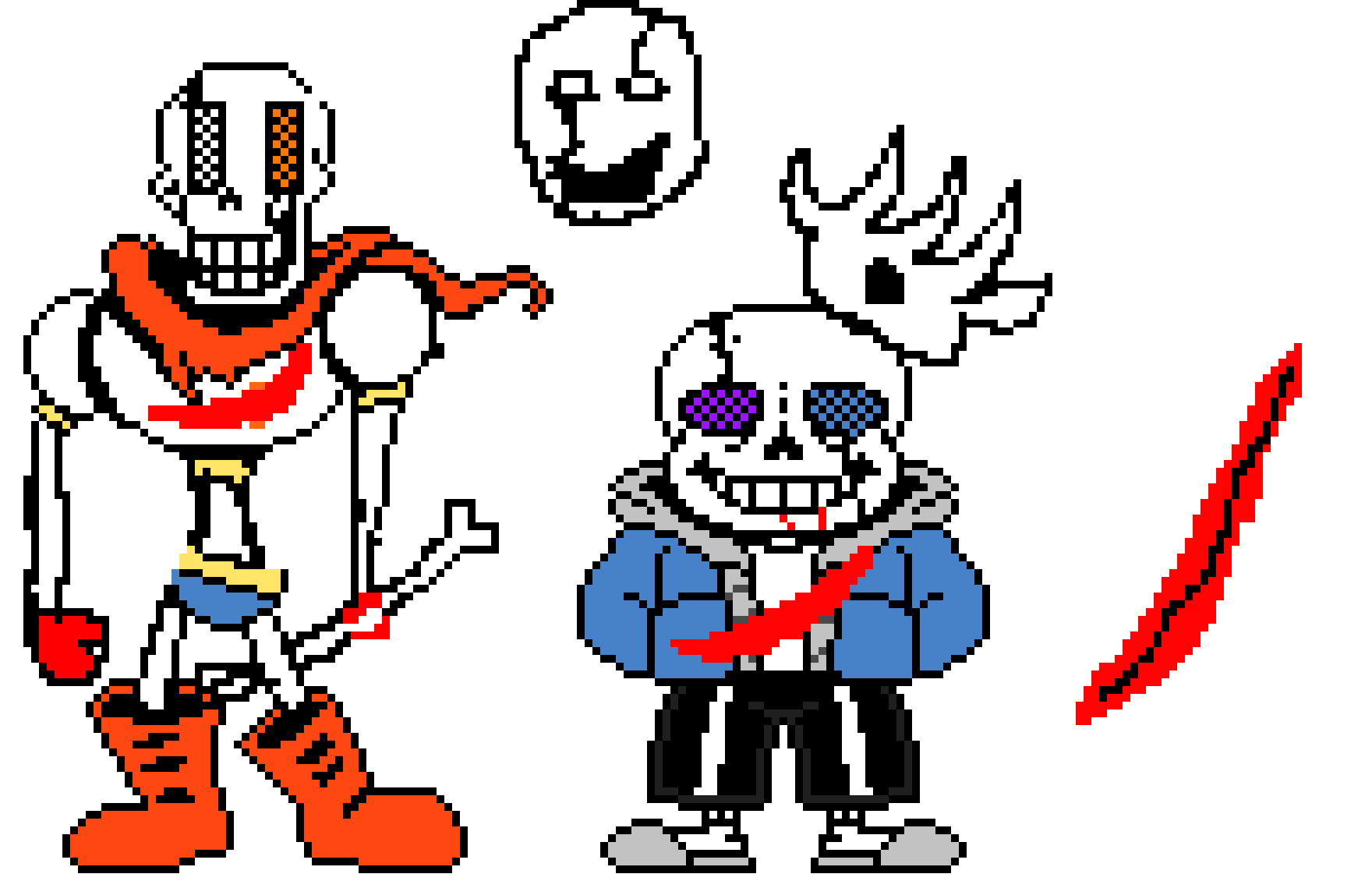 [ff66bd] Undertale Sans and Papyrus Battle Sprite. (Update Papyrus's Head)