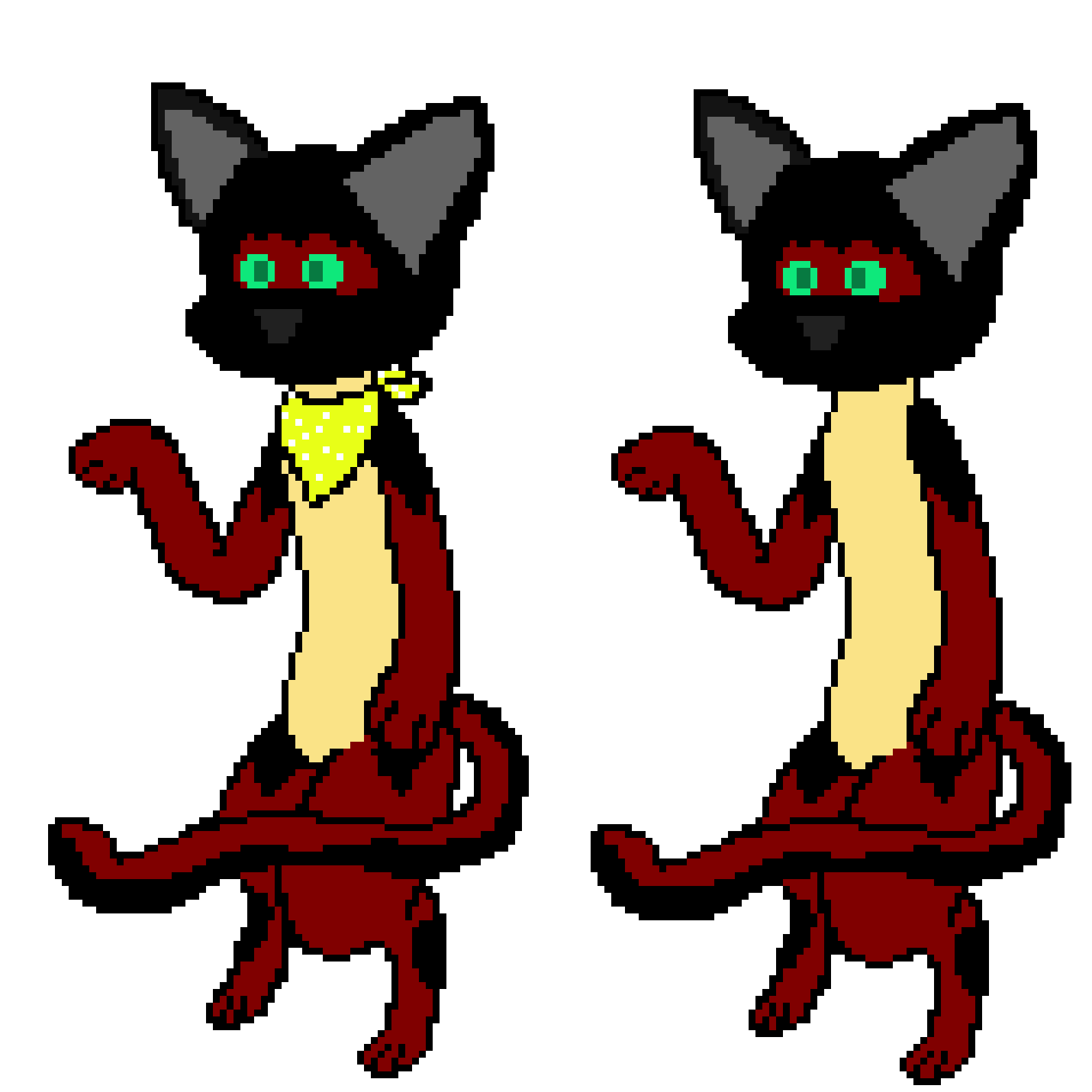 [c8bb2d] black and red cat with yellow bandana -a hater