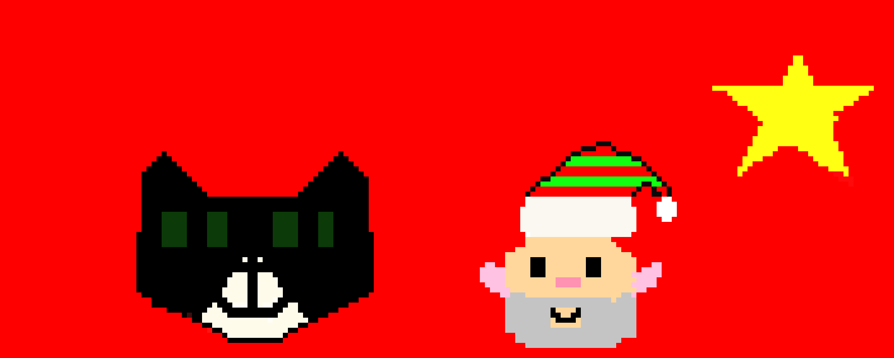[e83546] cat and elf pixel