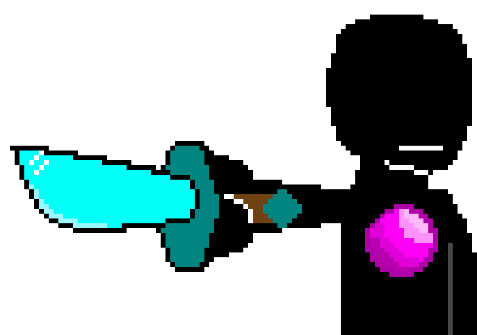 [f455be] *He draws his blade, pointing it around*