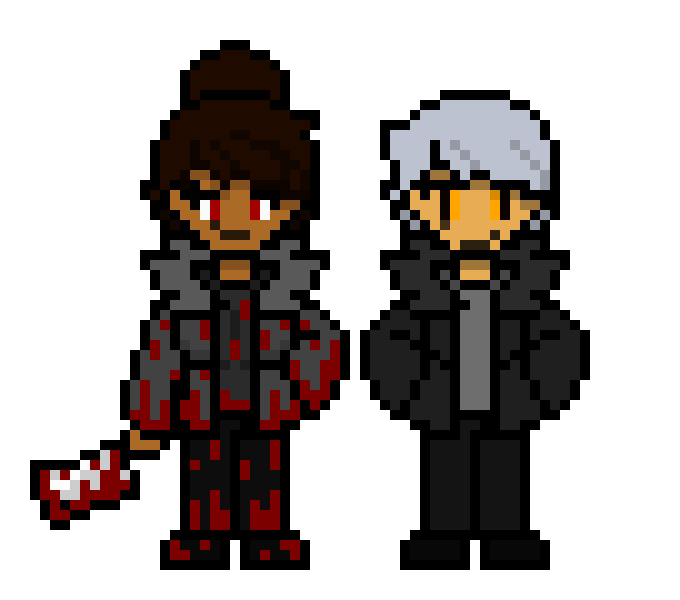 [4adfff] Horror OCs - Scarlett Vasile Obsidion (Anti's older sister) and Fenrir "Fen" Lykanor Volkov (best friend of Bella, Anti, and Scarlett)