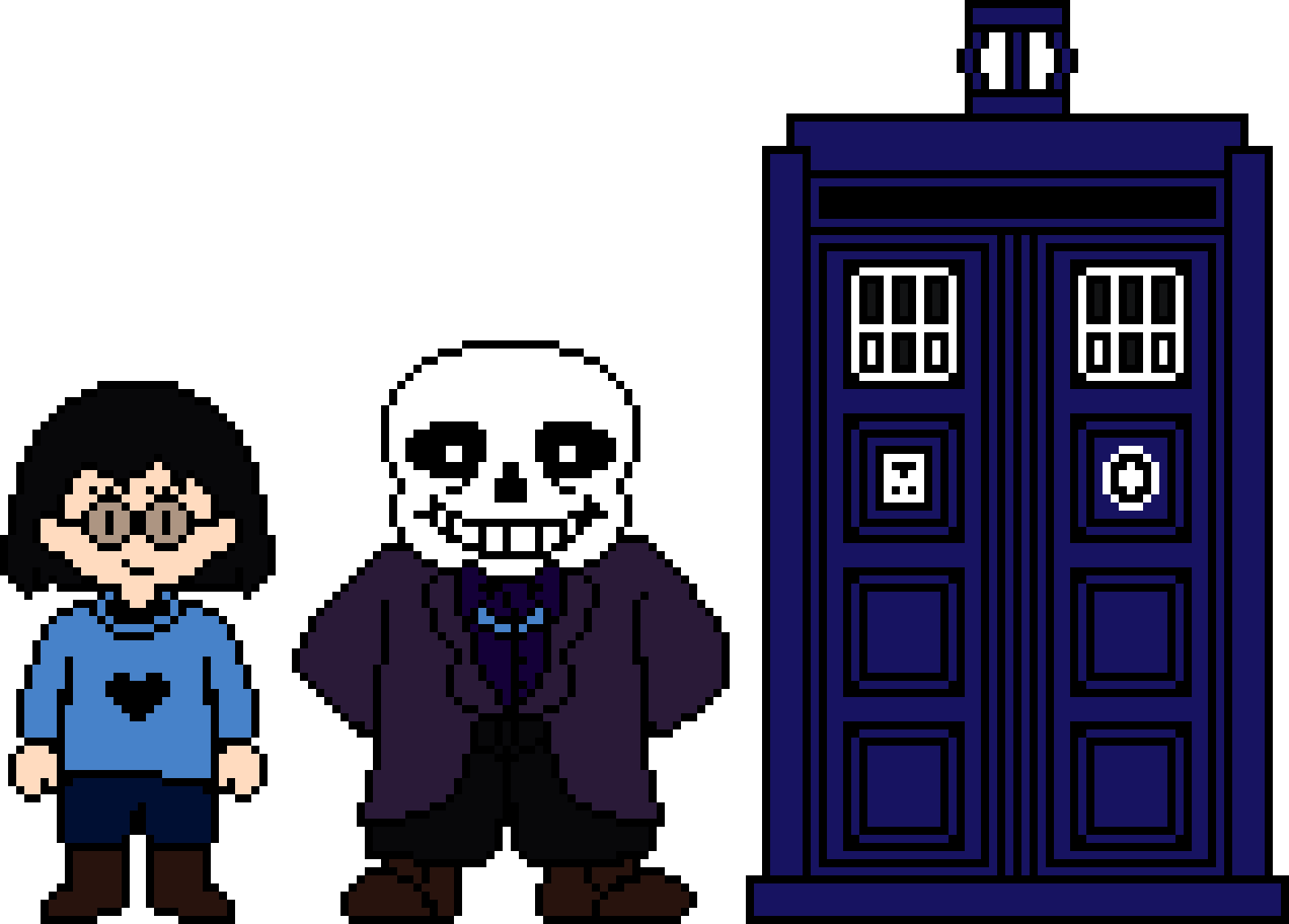 DoctorTale 11th Sans With his Companious Daisy and his Tardis.