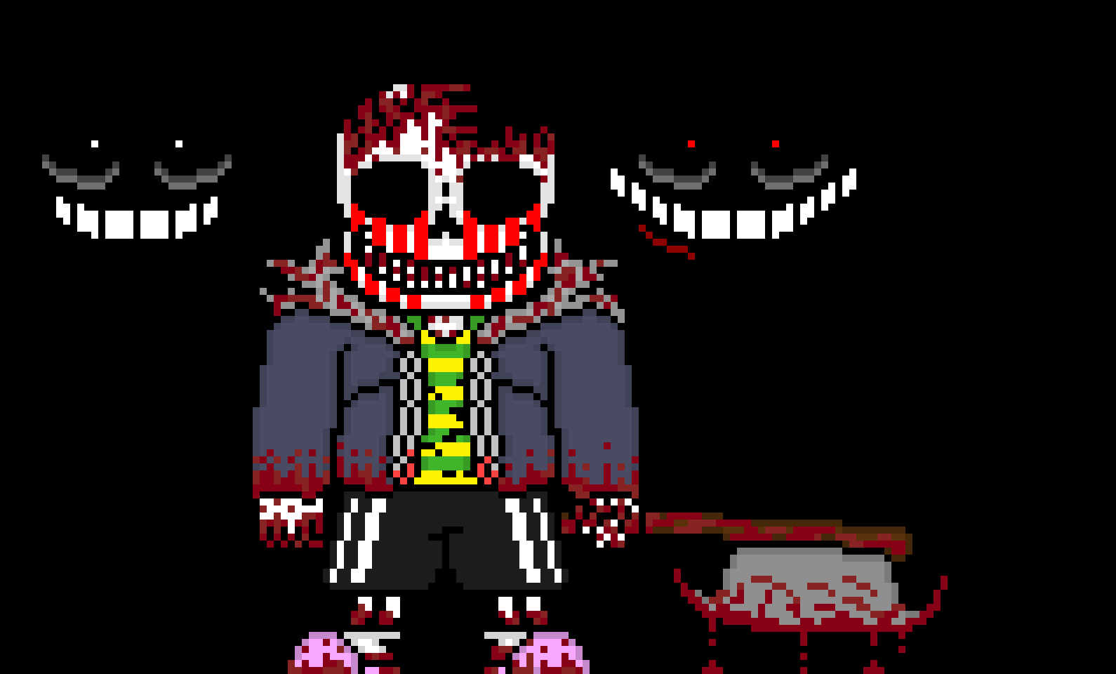 [e8cb42] *you see two smiles appear next to him* heheh now your running *tps to fear and grabs him by the neck* heh what are you gunna do huh?