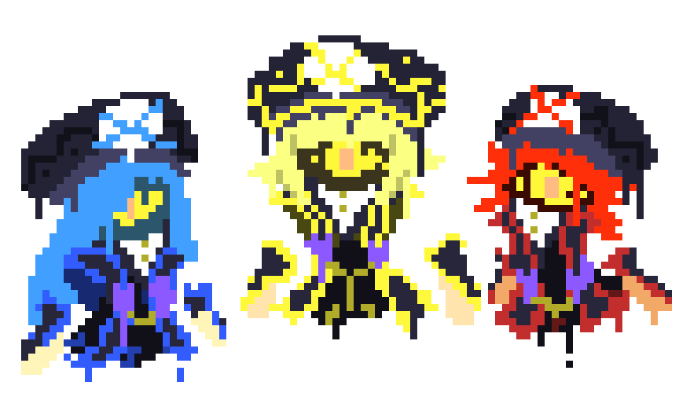 [777455] *Fake Zan would finally appear and all 3 of the Fake Mage Sisters would then come together and do the Friend Circle the real Mage Sisters did at the start.*