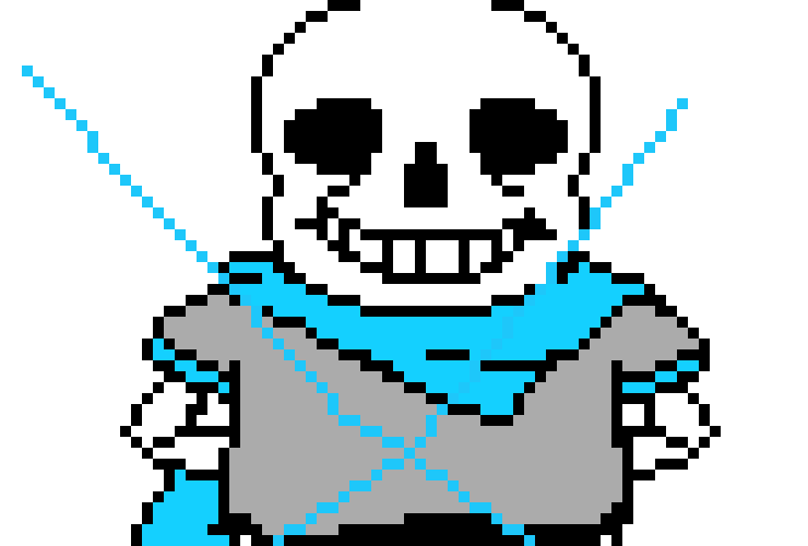 Blue bones appears on inks foot letting him not to move then sends bones at him *